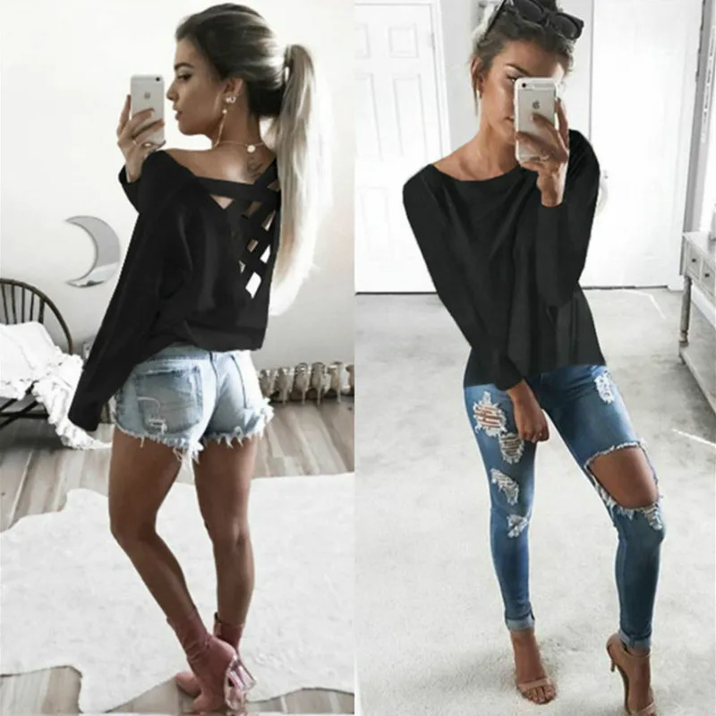 

Women Loose Casual full Sleeve Blouse Ladies Solid Fashion Tops