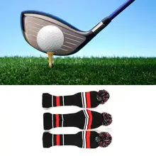 Профессиональный набор из 3 шт. Высокое Качество трикотажного полотна Гольф клуб Чехол для клюшки Прямая