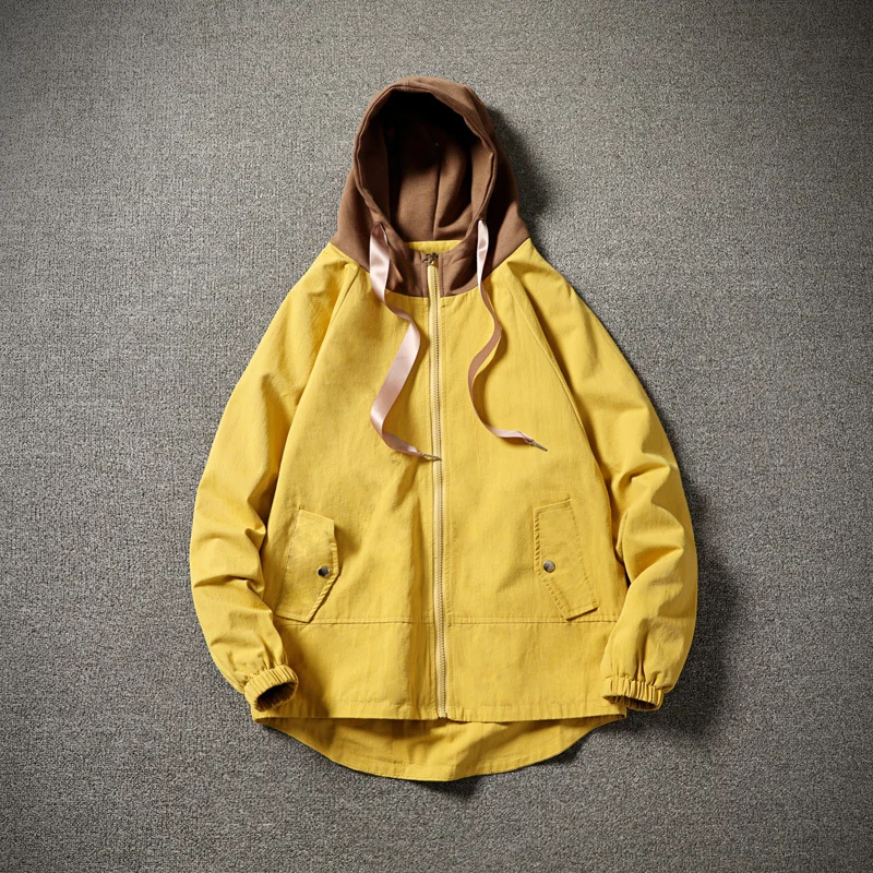 

Autumn Men's Fashion New Hooded Jacket S-5XL Color Matching Youth Long Sleeve Loose Wild Cotton Temperament Simple Personality