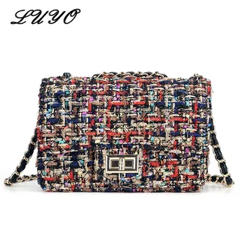 

LUYO New Fashion Woolen Small Chain Crossbody Bags Flap For Women Famous Brands Messenger Purses And Handbags Girl Shoulder Bag