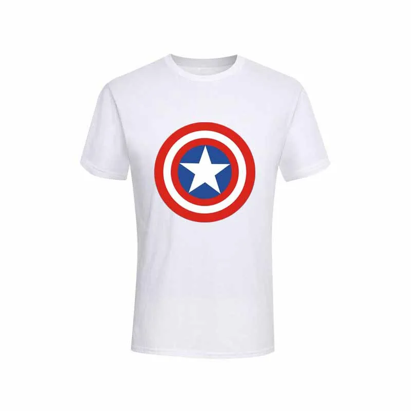 

2019 Fashion Men T-Shirts Captain America Distressed Shield Logo Marvel Comics Adult Shirt XS-2XL Cotton T-Shirts