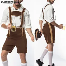 Мужские комбинезоны, брюки, вечерние, пивной фестиваль, косплей размера плюс, одноцветные ремни, мужские комбинезоны, подтяжки, Hombre INCERUN