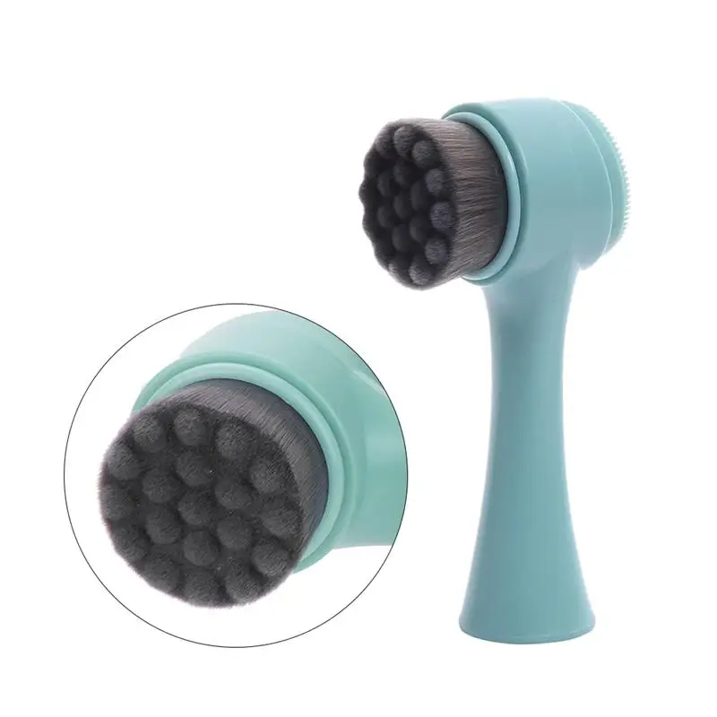 

Facial Clean Brush Manual Sturdy Soft Durable Double-Sided Face Brush Silicone Brush For Blackhead Removing Pore Cleaning