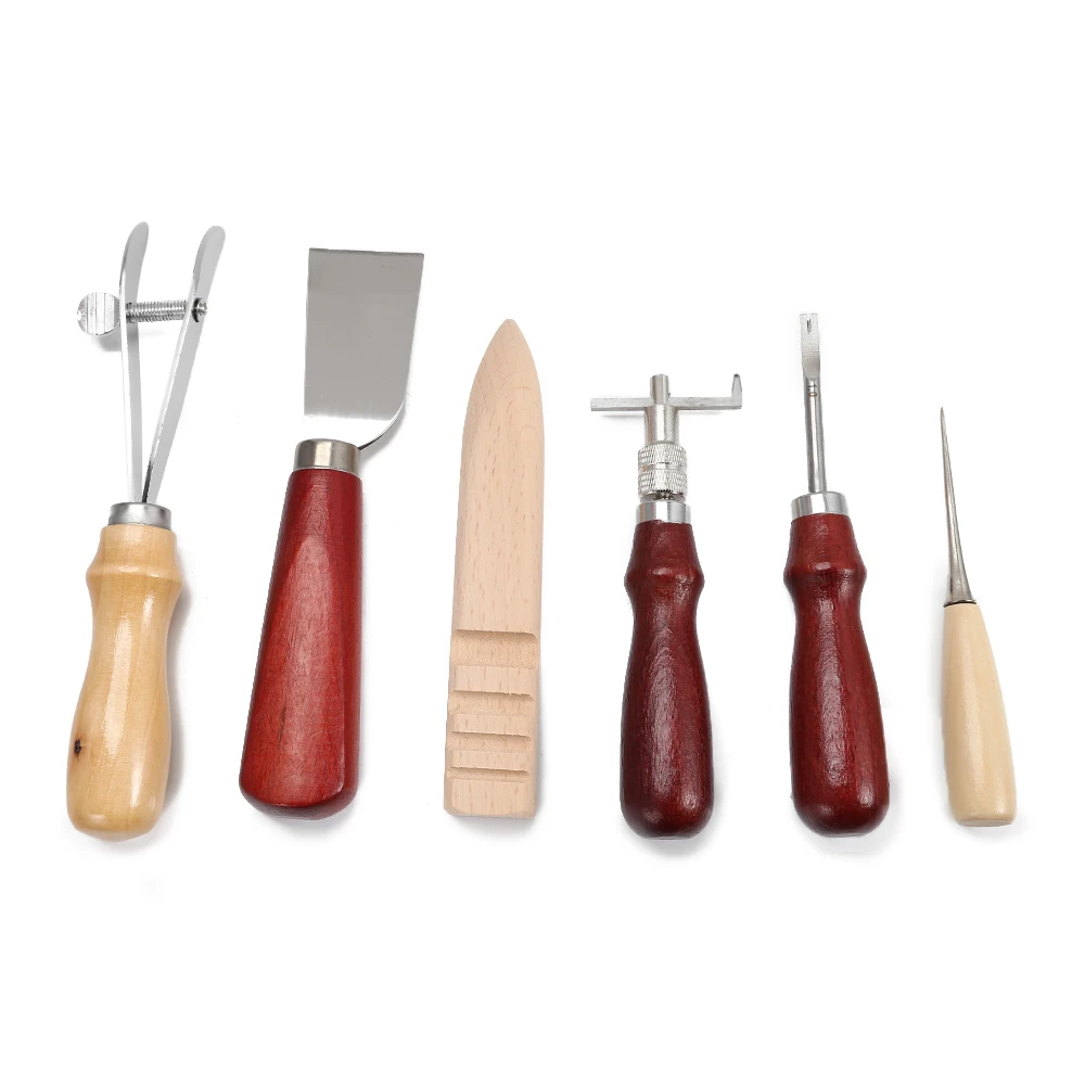 

6 pcs/set Stitching Carving Working Sewing Saddle Groover Leather Craft Punch Tools Kit Leather Punch Tools