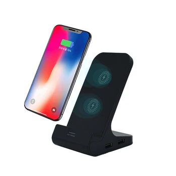 

10W Quick Qi Wireless Charger Dual USB Charging Dock Station Charge Holder For universal Mobile Phone USB-C AC Adapter