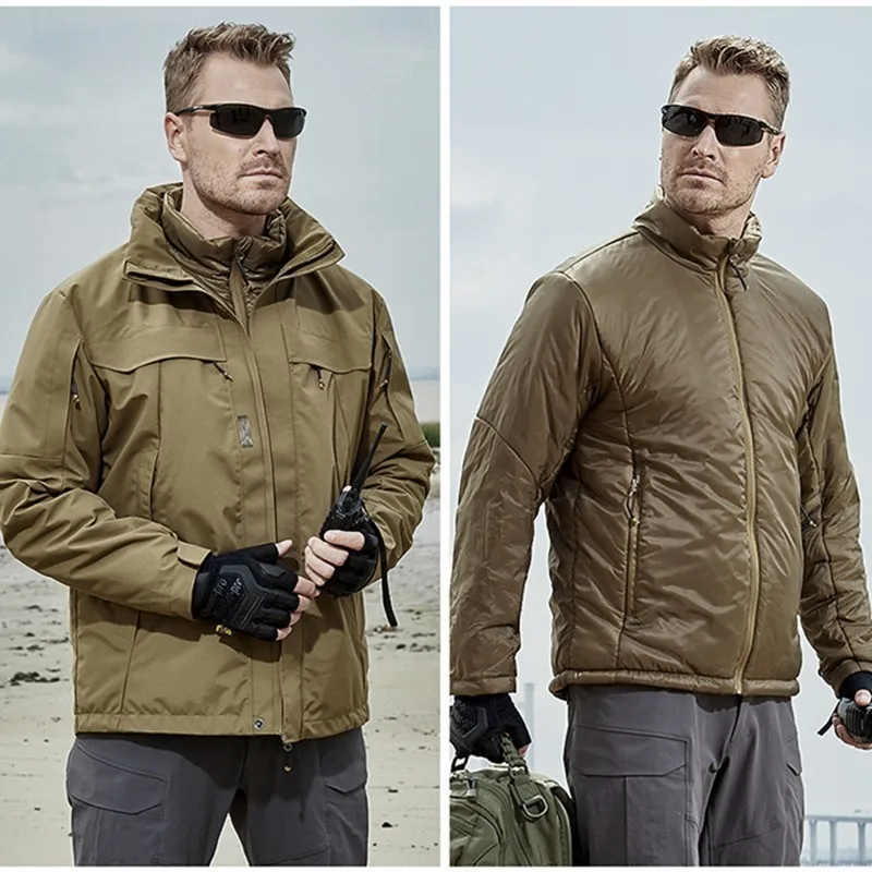 Afneembare Outdoor 3 In 1 Tactische Windjack Herfst Winter Mens Thicken Katoenen Jas Training Jacht Wandelen Paardrijden Warme Jas Afneembare Outdoor 3 In 1 Tactische Windjack Herfst Winter Mens Thicken Katoenen Jas Training Jacht Wandelen Paardrijden Warme Jas