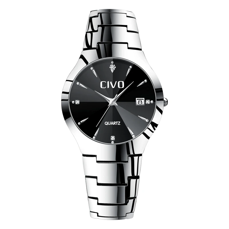 

CIVO Luxury Mens Watches Stainless Steel Strap Sports Couple Watch Men Women Clock Waterproof Date Calendar Wrist Watch For Man