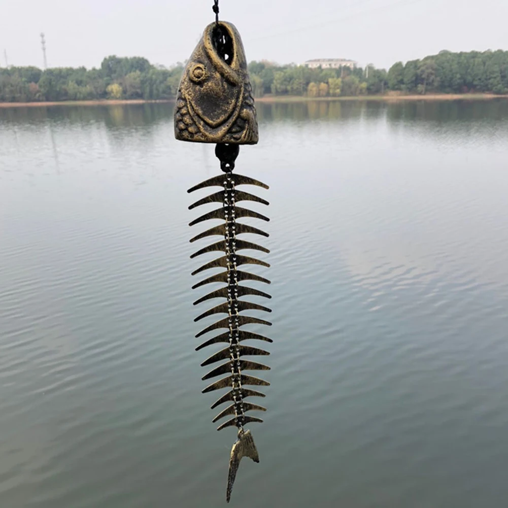 

Wind Chimes Hanging Fish Bone Vintage Ornaments Modern Classic Bells Gift Home Decor