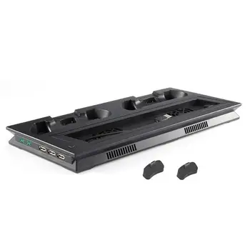

Game Console Vertical Stand Charging Dock Mount Support Base Holder Dual Cooling Fan with Charge State Indicator for PS4 Slim
