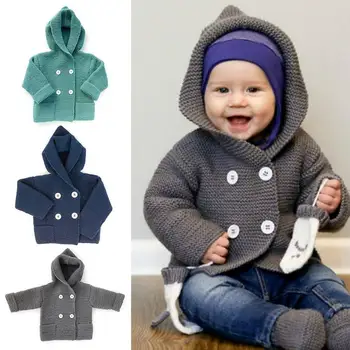 

Newborn Boys Knitted Jackets Cartoon Bear Children's Long Sleeve Clothing Winter Sweaters Cardigans Autumn Hooded For 0-2Y