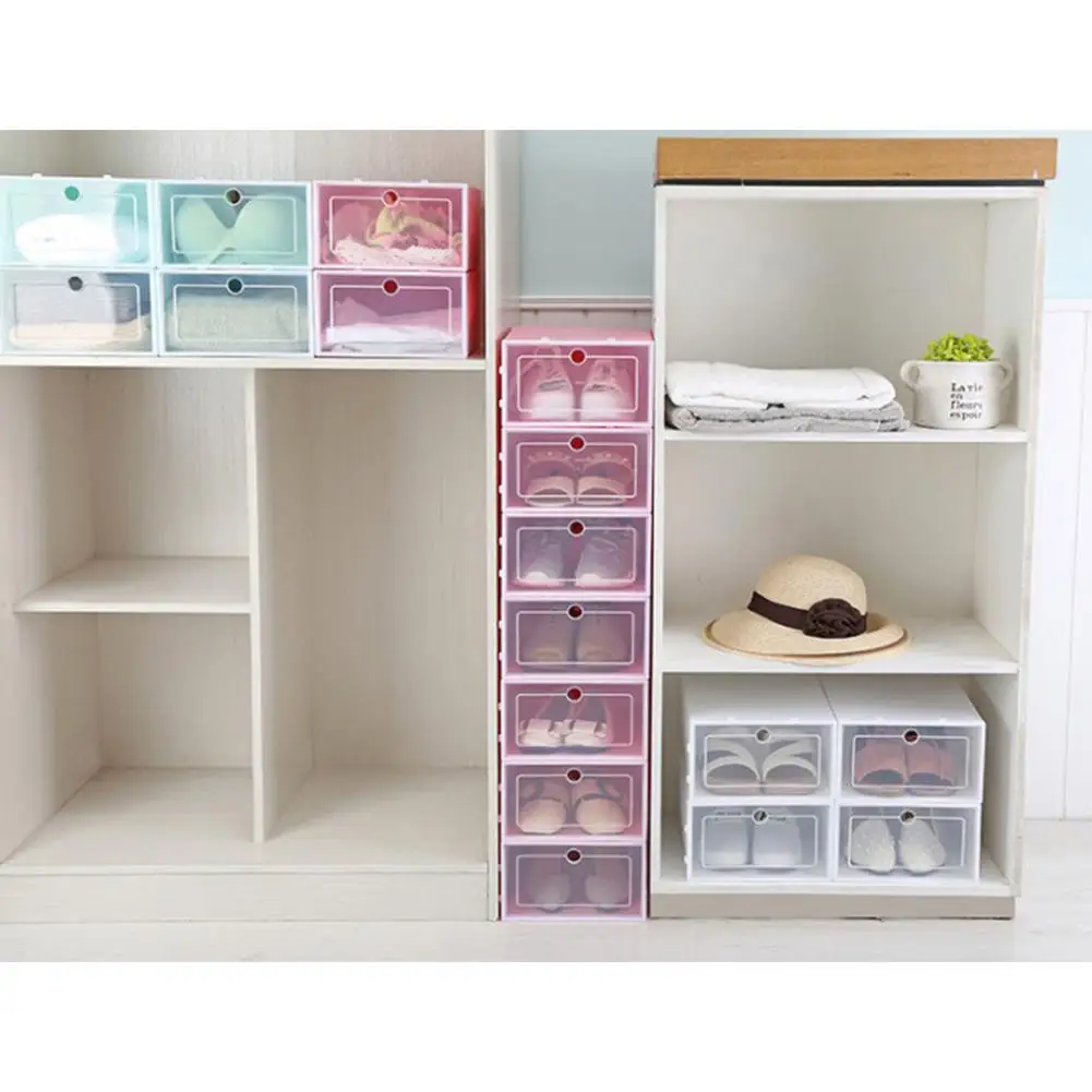 1pcs Adeeing Shoe Organizer Drawer Transparent Plastic Shoe Storage Box Rectangle PP Thickened Shoes Organizer Drawer Shoe Boxes