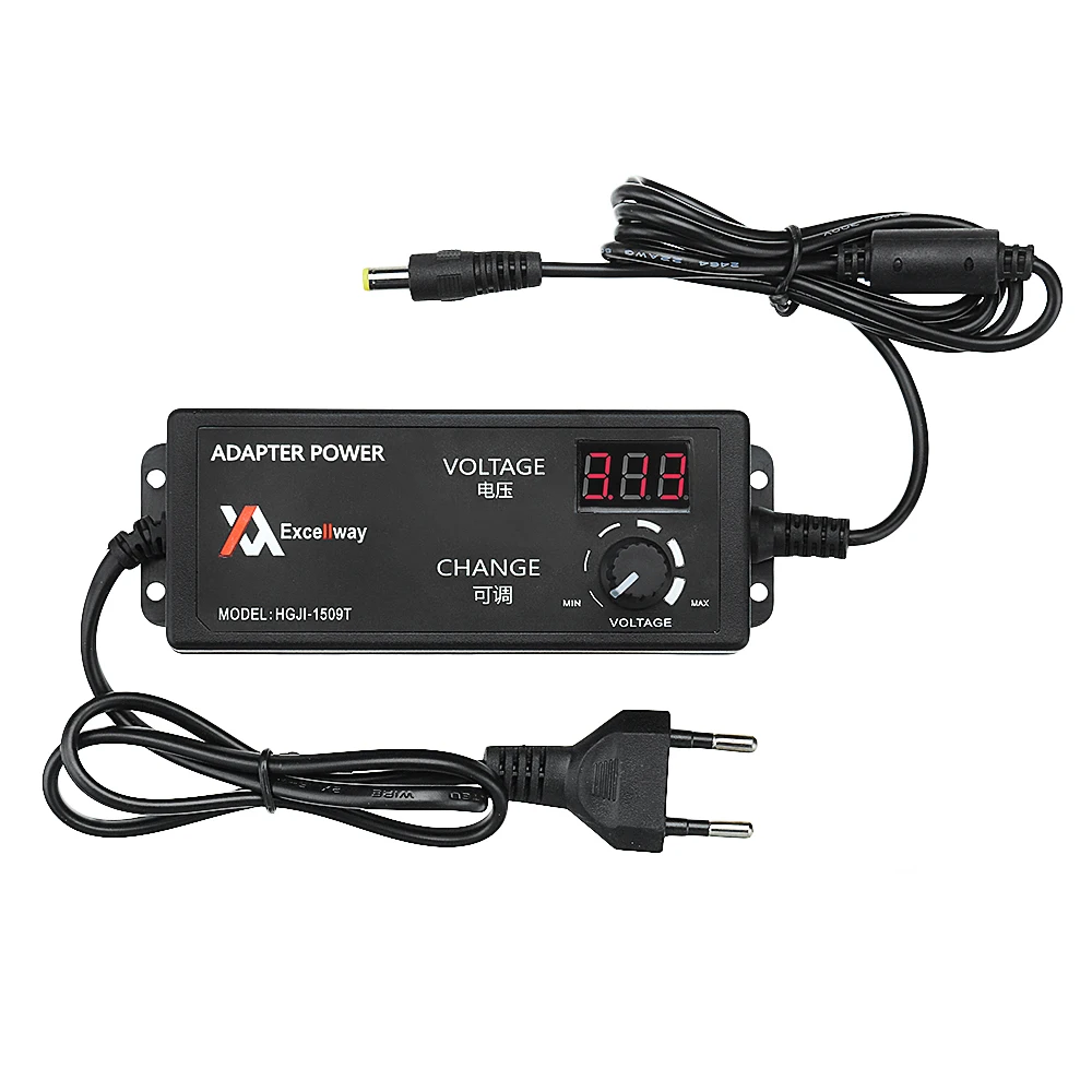 

Excellway 4-24V 2.5A 60W AC/DC Adjustable Power Adapter Supply EU Plug Speed Control Volt Display