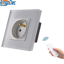 Bingoielec стандарт ЕС французская настенная розетка стеклянная панель RF 433,92 МГц розетка индикатор светильник кнопочный разъем управление с помощью контрольного контроллера