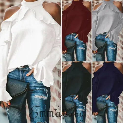 

HIRIGIN Fashion Women's Ladies Summer Long Sleeve Shirt Loose Casual Halter Tops T-Shirt