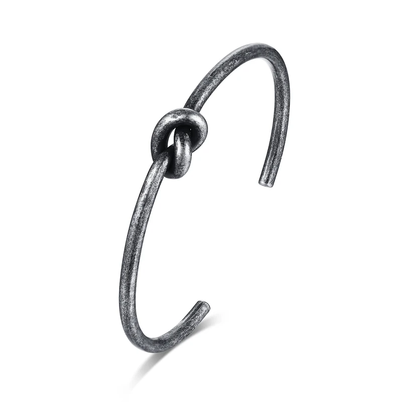 

Simple Mens Love Knot Bangle Stainless Steel Antique Silver Color Twisted Cuff Bracelet Unisex Jewelry Pulseira Braslet