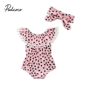 

pudcoco 2019 Children Clothing Suits For Girls Clothes Kids Toddler Enfant Fille Infantis Outfits Summer Romper + Headwear 0-18M