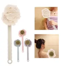 Мягкое банное Щетка с длинной ручкой Душ отшелушивающая кисть ванна сетки мяч сзади губка-скруббер для ванны аксессуары здравоохранения
