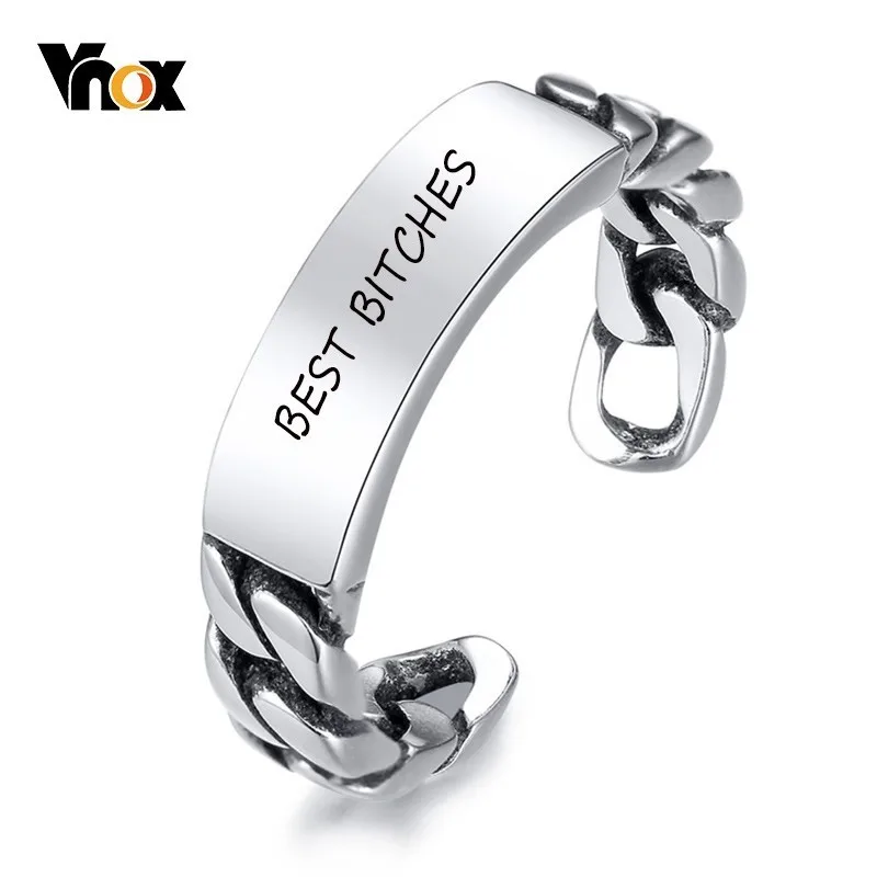 

Vnox 925 Sterling Silver Rings for Women Personalized Engraving Name Words Date Love Custom Jewelry