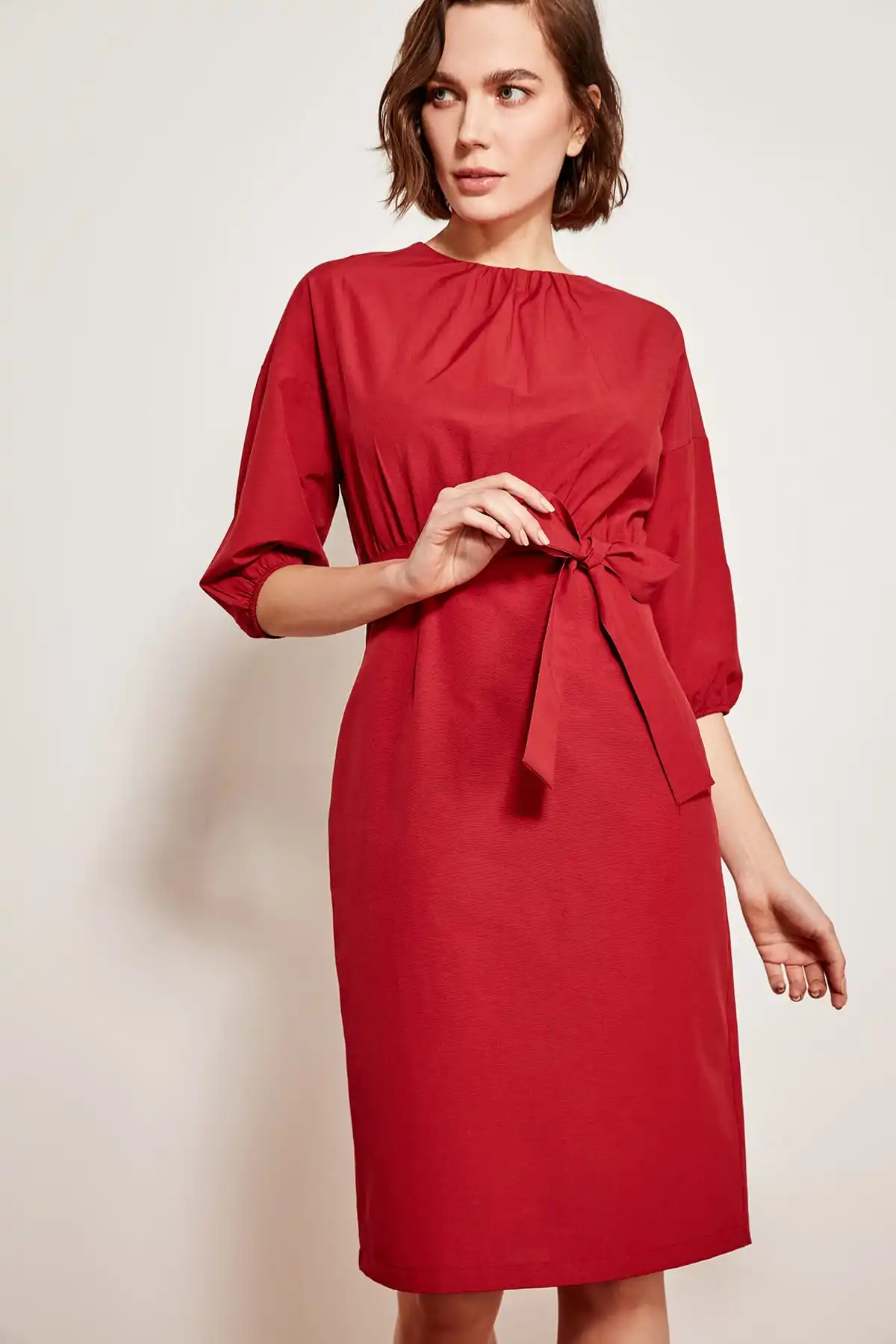 

Trendyol Linking Bordeaux Detail Dress TOFSS19XB0022