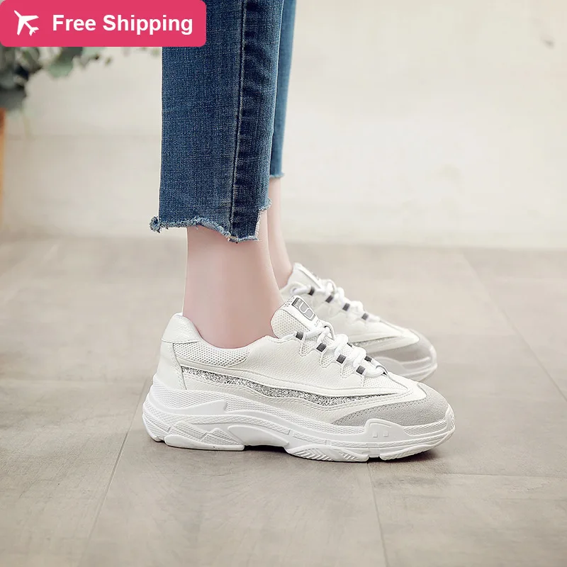 

L-Ins Exceed Fire Real 2018 Spring New Pattern Korean Leisure Time Lovers Flange White Tide Dad Shoe Women's Shoes-MAM