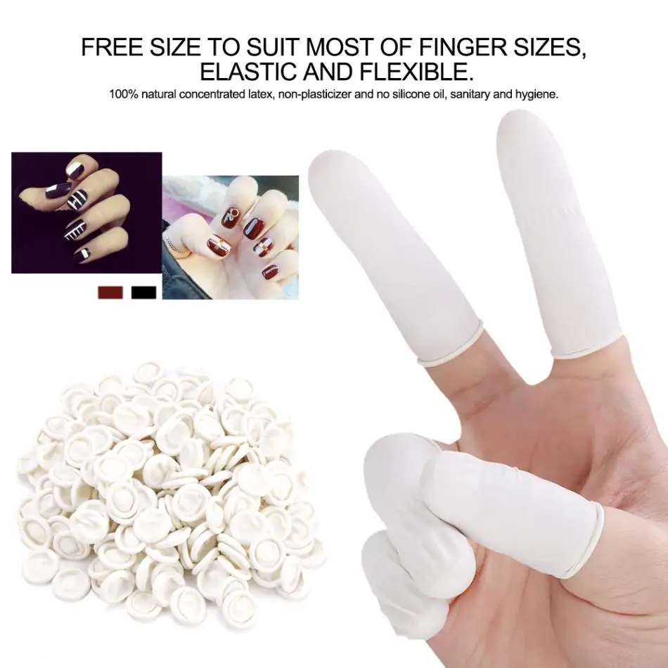 

300pcs Natural Latex Disposable Latex Finger Cot Elastic Tattoo Protective Gloves Cover for Nail Art Manicure Tattoo Makeup Tool