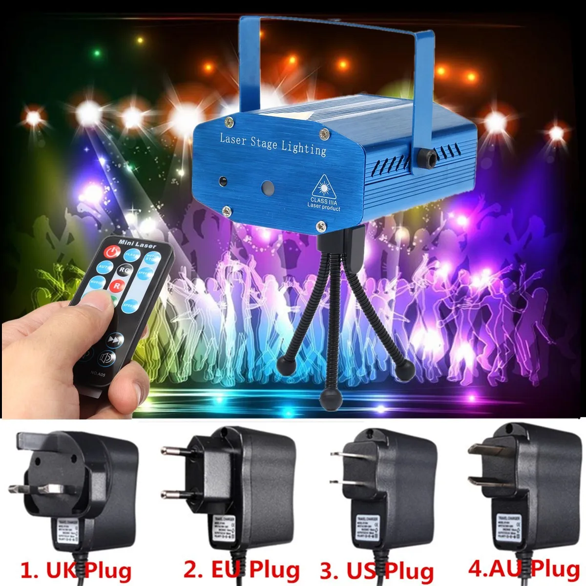

Mini LED Laser Projector Stage Light Stage Lighting Effect Auto Voice Control for Disco Party Christmas Decor + Remote Control