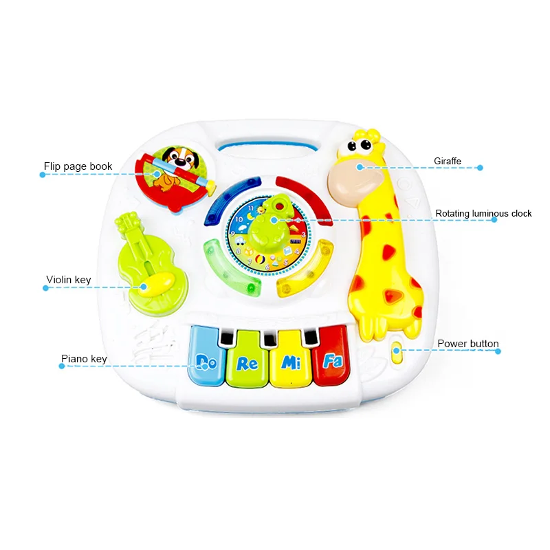 Kids Multifunctional Learning Desk Giraffe LED Light Music Babies Educational Toys YJS Dropship