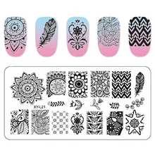 Flamingo Kimcci Placas Prego Stamping Template Prego Mandala Maple Leaf Stamp Nail Art Stamp Template Imagem Stencil Manicure Ferramentas