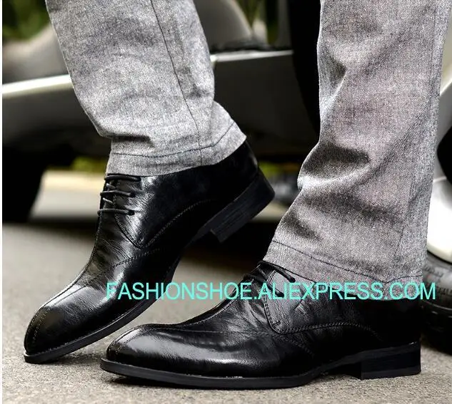 

2018 Full Grain Leather Men Formal Business Shoes Lace British Style Men Dress Shoes Flats