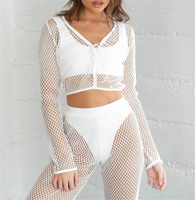 

White 2 Pieces High Waist Women Beach Hot Shorts Beachwear Beach Mesh Cover Up Solid Color Women Swimwear Swimming Bahing Suit