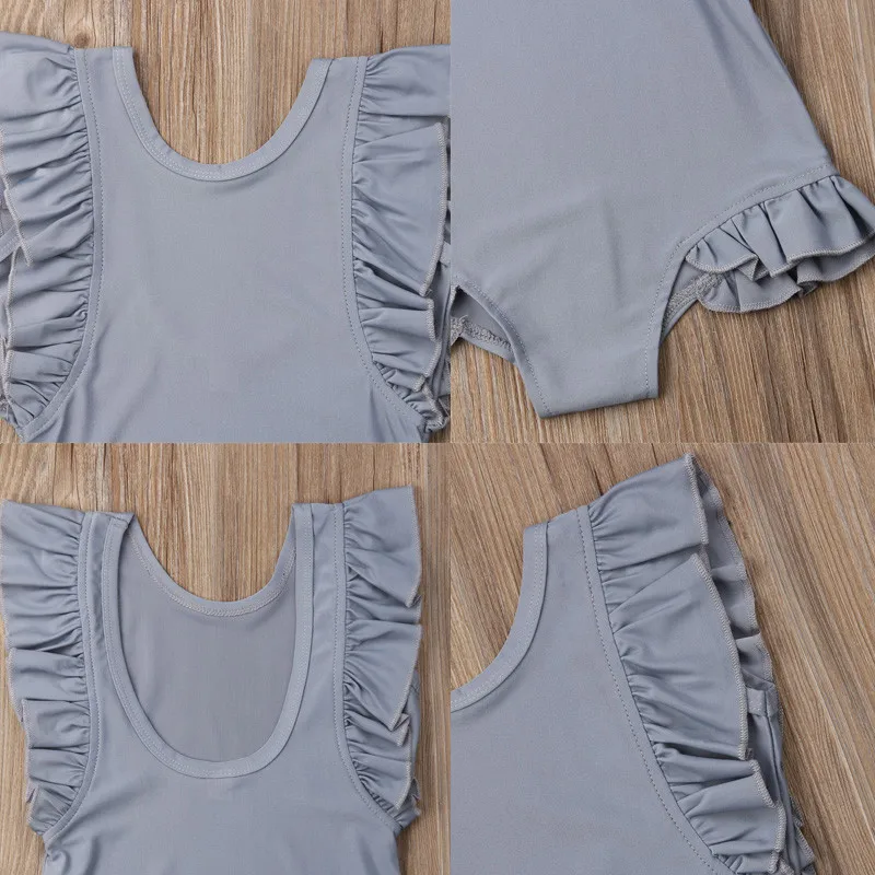 Baby Swimwear Holiday 1-6Y Clothes Solid Color Clothes Toddler Kids Girl Swimwear Swimsuit Bathing Suit Swimming Clothes
