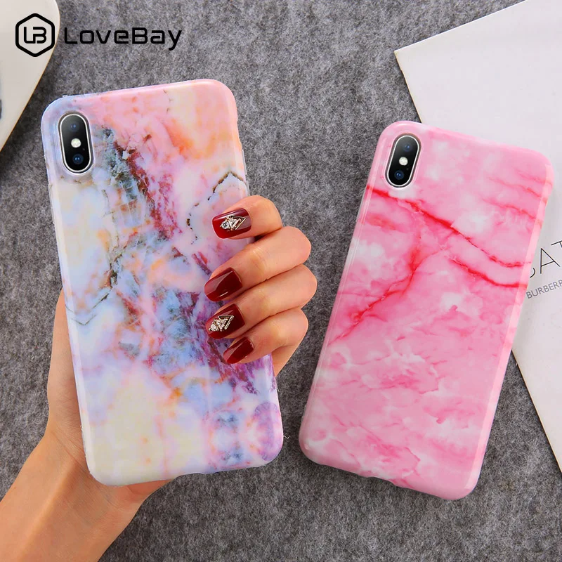 

Lovebay For iPhone X XR XS Max 8 7 6 6s Plus Phone Case Splice Colorful Marble Texture For iPhone 7 Soft IMD Silicone Back Cover