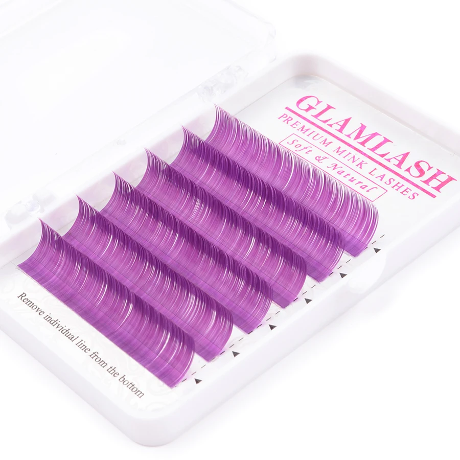 GLAMLASH Премиум Фиолетовый Синий Коричневый Зеленый Красный цвет синтетические волосы Накладные ресницы натуральные Мягкие Накладные ресницы из искусственной норки cilios