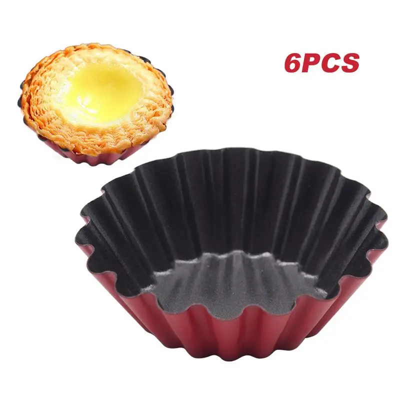 

6pcs Egg Tart Mold Mini Non-stick Baking Pan Cake Pie Baking Tool Food Grade Safety Material High Hardness Cake Decorating Tools