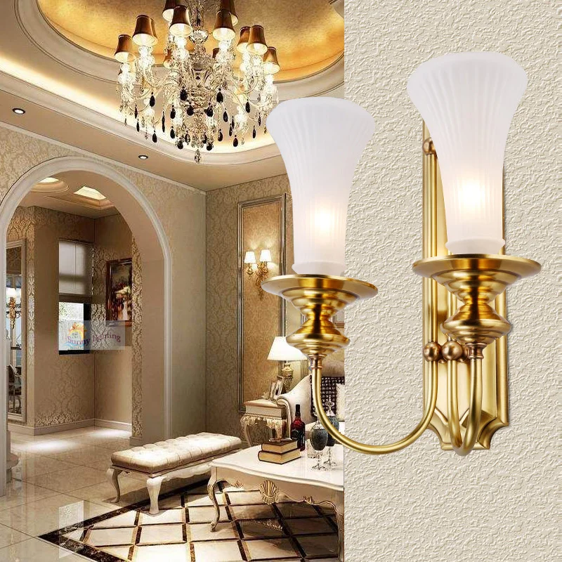 1 2 arms Copper Vill hall wall lamp indoor Wall lighting abajur Glass