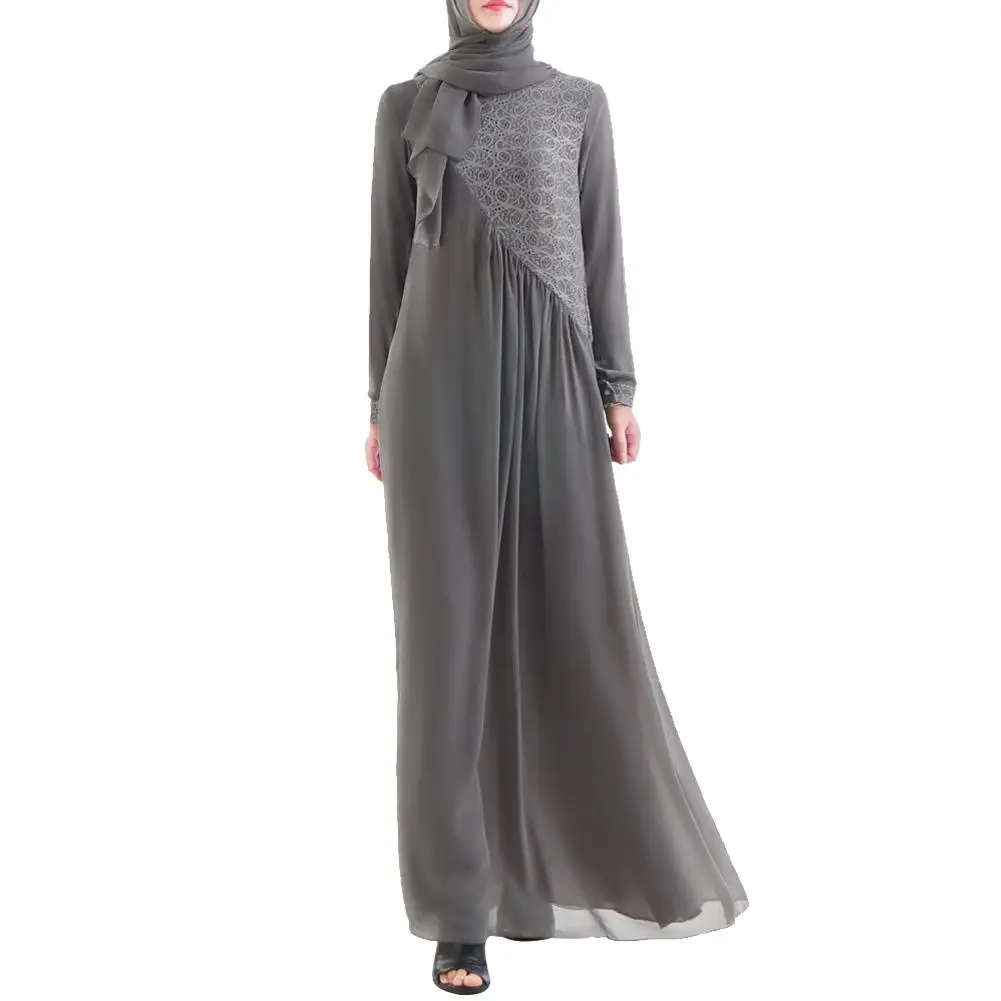 MISSKY для женщин Мусульманский Стиль халат Мода газовая юбка кружево национальная одежда