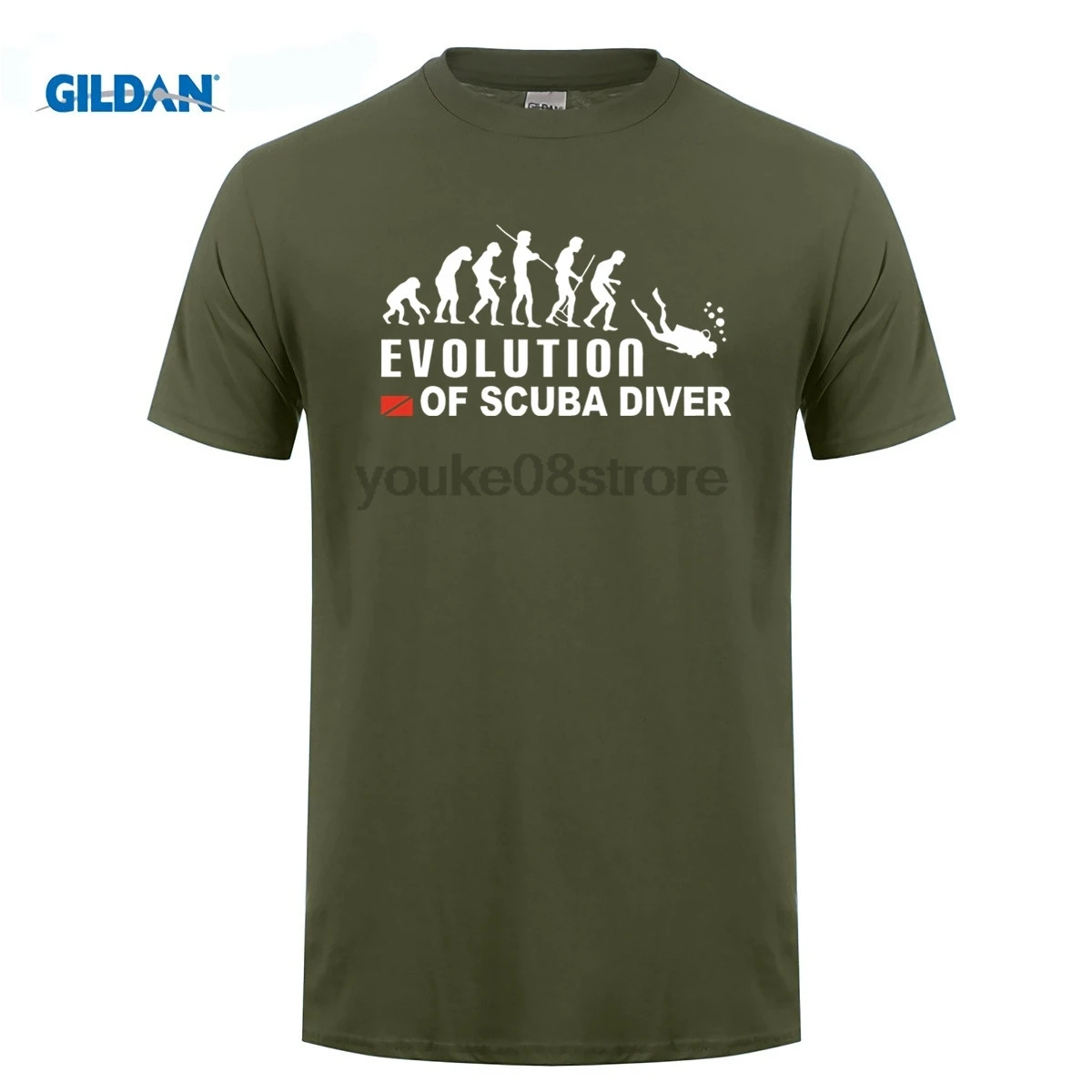 GILDAN Evolution of Scuba Diver Dive Down Flag Funny black футболка мужская летняя хлопковая футболки |