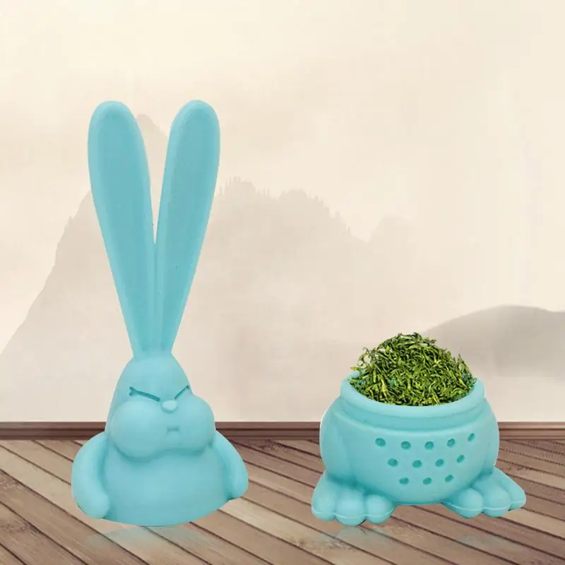 

Easter Cute Rabbit Silicone Tea Infuser Reusable Tea Strainer Sweet Leaf With Drop Tray Tea Ball Herbal Spice Filter Tea Tools