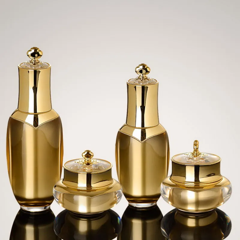 

5 10 15 20 30 50 g Gold Crown Cream Jar 20 30 50 80 100 ml Acrylic Airless Pump Lotion Bottle Empty Cosmetic Packing bottles