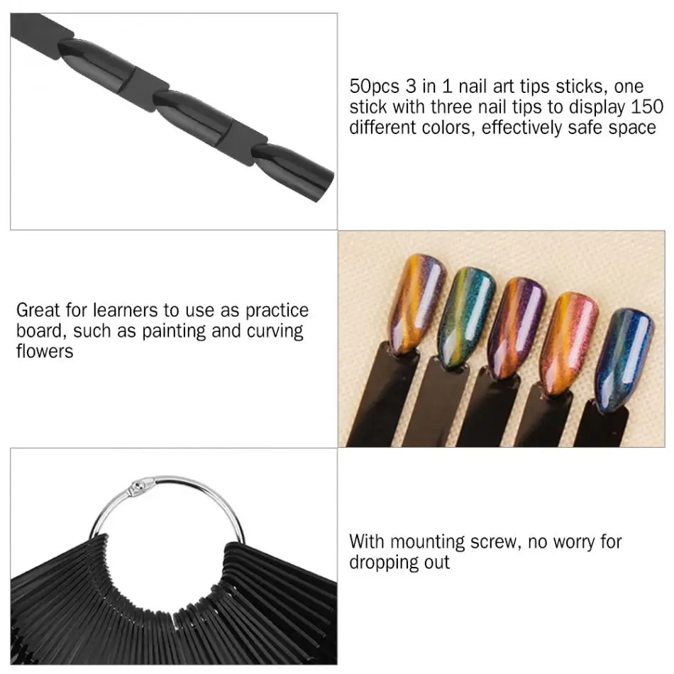 150 наконечников/упаковка черный лак для ногтей цветной дисплей диаграмма Гелевый