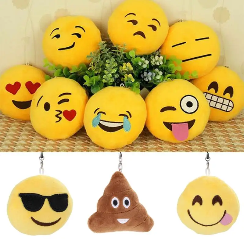 

Cute Emoji Emoticon Soft Stuffed Plush Yellow Round Toy Keychain