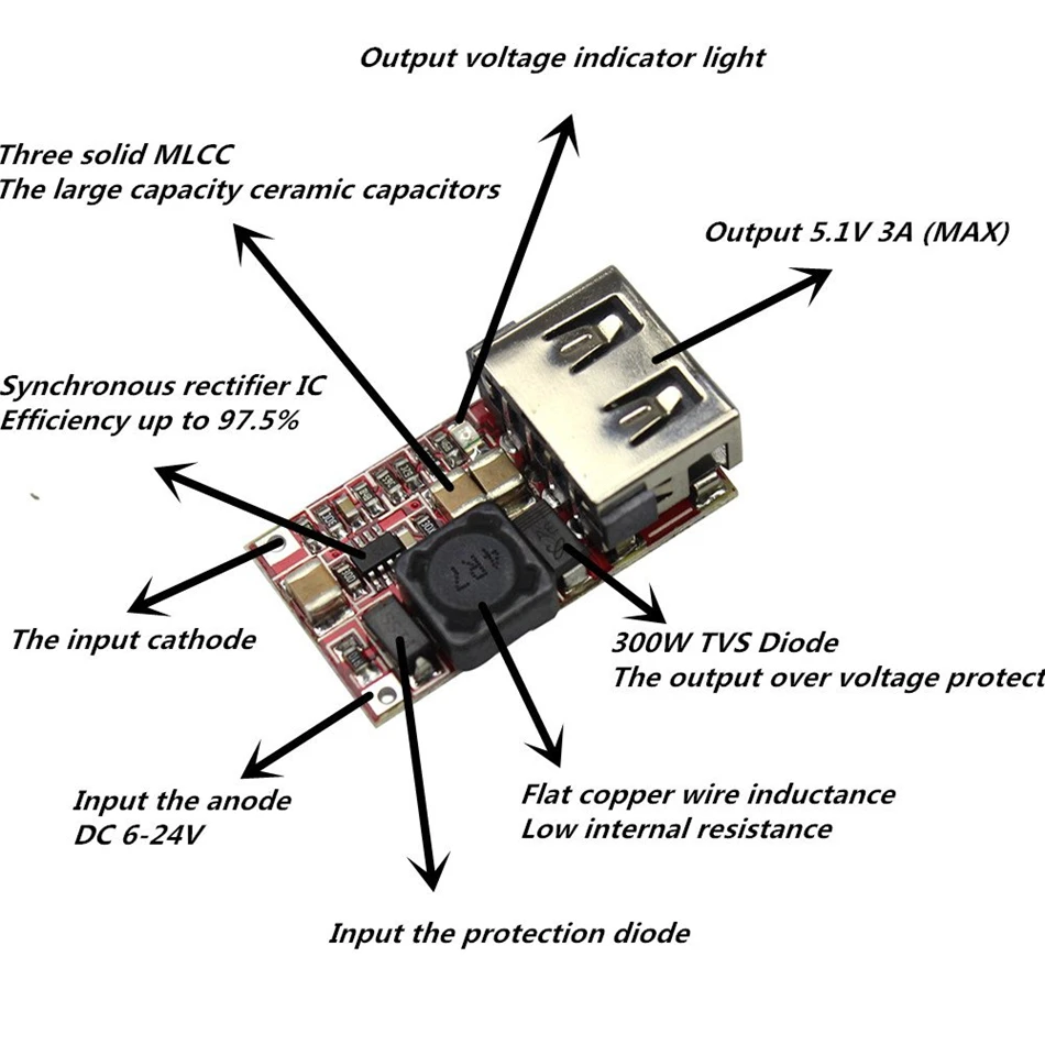 10 шт. с источником питания от постоянного тока 6-24V 12V/24v до 5V USB Выход зарядное