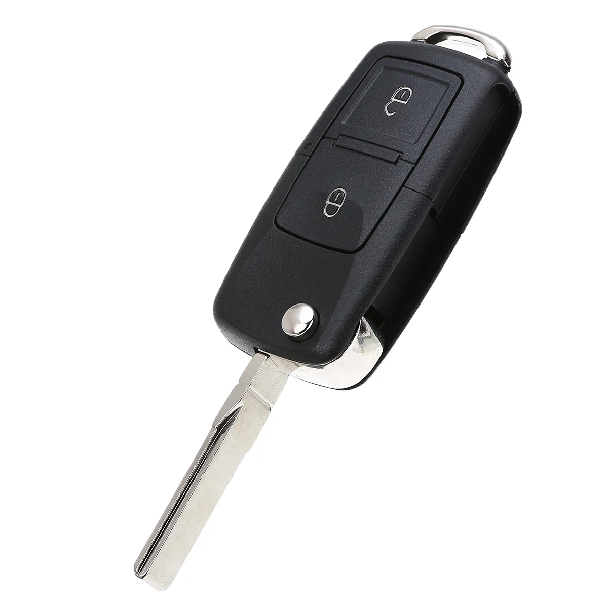 

For V-W 1J0959753AG 1pc 2 Button Flip Remote Key Fob 434MHz ID48 Chip Car Remote Key Black Plastic Mayitr
