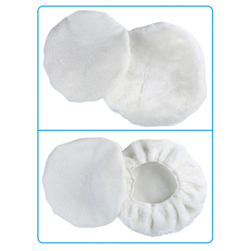 

4Pcs Car Wash Soft Wool Sponge Cover Car Polisher 9inch 10inch Waxing Polishing Buffer Bonnet Pad Lambs Wool White Auto Cleaning