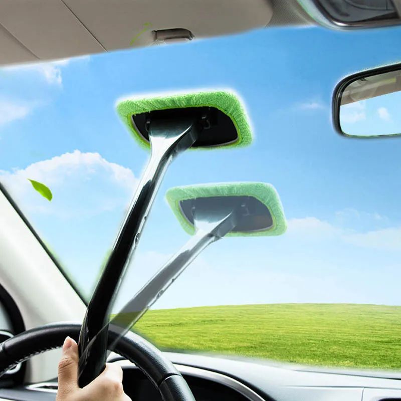 

1Pcs Handy Washable Auto Window Cleaners Car Cleaning Tool Microfiber Long Handle Windshield Cleaner Plastic Car Accessories