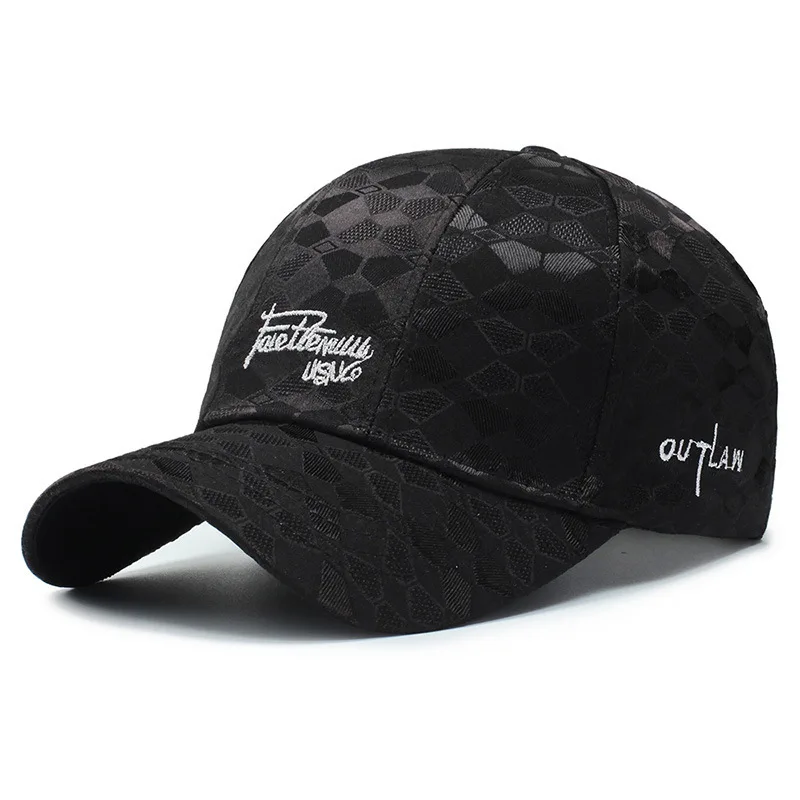 

2019 Hot Design Casual Baseball Cap For Male And Female Geometric Letters Jacquard Weave Pattern Solid Sun Helmet Black Hats