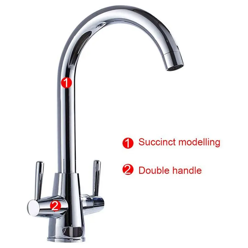 Kitchen Sink Taps Double Lever Single Spout Cold And Hot 360 Degrees Swivel Range Kitchen Faucet Kitchen Sink Taps Double Lever Single Spout Cold And Hot 360 Degrees Swivel Range Kitchen Faucet