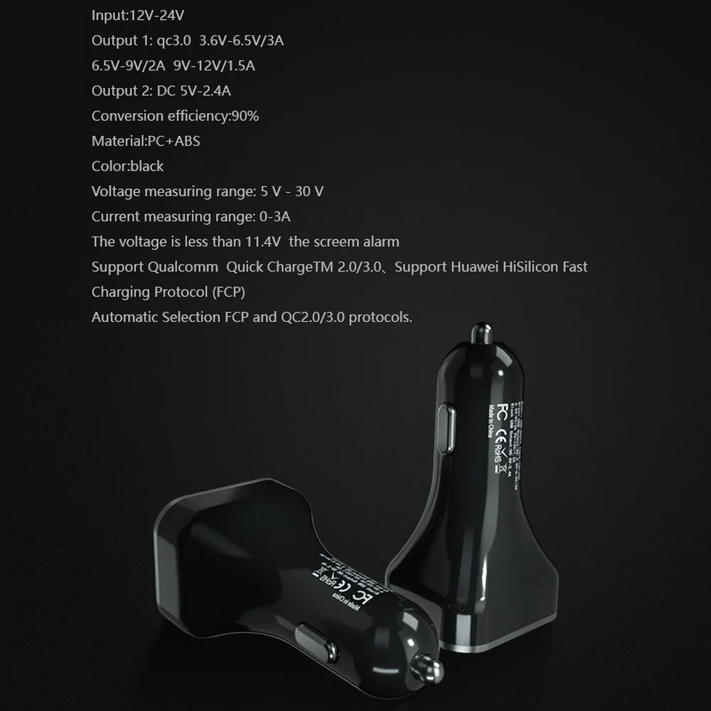 Автомобильное зарядное устройство 3 в 1 с двумя USB портами 0 5 В А 2 4 светодиодный