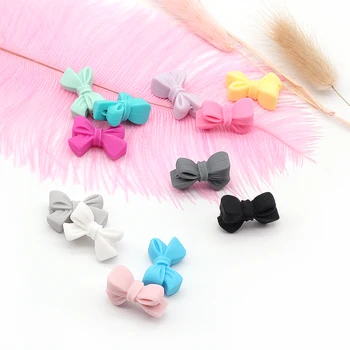 

5pc Baby Teether Pacifier Clips Chain Bow Beads Silicone Teething Toys Food Grade Candy Mini Silicone Teether Nursing Accessorie