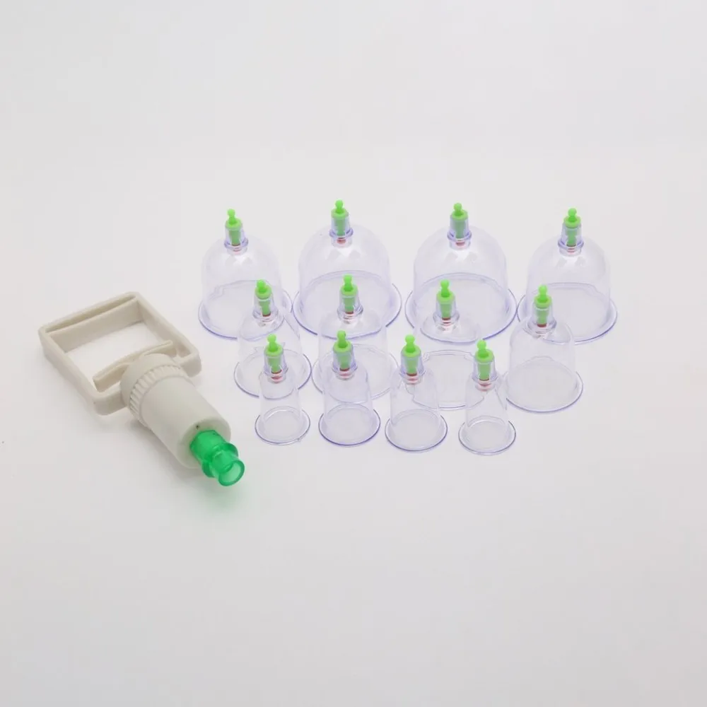 1Set 12 Pcs Massage Vacuum Cupping Set Thicker Magnetic Aspirating Cans Cupuncture Suction Cup With Tube Gift |